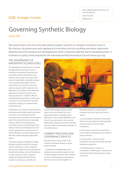 Governing Synthetic Biology