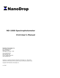 ND-1000 Spectrophotometer V3.5 User`s Manual