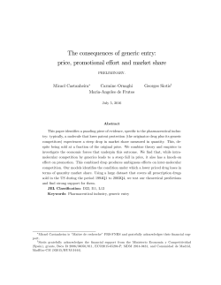 The consequences of generic entry: price, promotional effort and