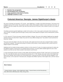 James Oglethorpe Close Reading