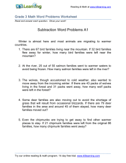 Math Word Problem Worksheet - Grade 3