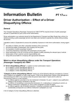 Driver Authorisation &ndash; Effect of a Driver Disqualifying Offence