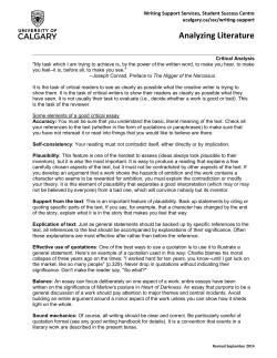 Analyzing Literature - University of Calgary