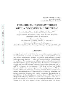 Primordial Nucleosynthesis with a Decaying Tau Neutrino