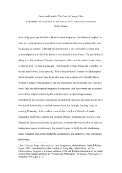 Genre and Gender: The Case of George Eliot Moira Gatens Over