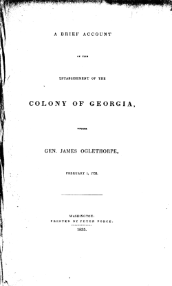 Brief Account of the Establishment Gen. James Oglethorpe
