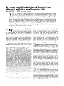 No Lessons Learned from the Holocaust? Assessing Risks of