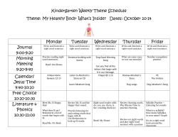 Kindergarten Weekly Theme Schedule Theme: My Healthy Body