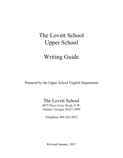The Lovett School Upper School Writing Guide