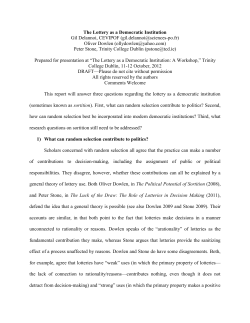 Preliminary draft report on the lottery as a democratic institution