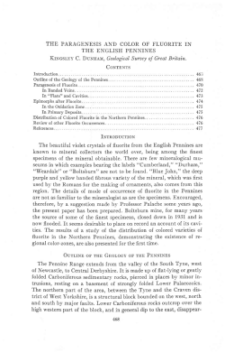 THE PARAGENESIS AND COLOR OF FLUORITE IN THE ENGLISH