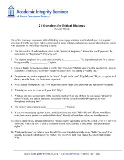 21 Questions for Ethical Dialogue: Sample Student Responses