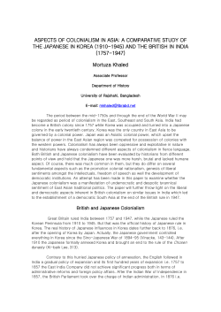 ASPECTS OF COLONIALISM IN ASIA: A COMPARATIVE STUDY