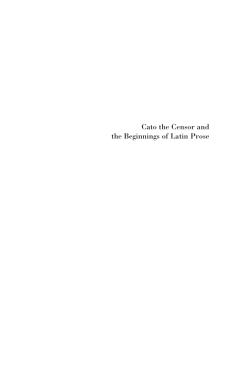 Cato the Censor and the Beginnings of Latin Prose