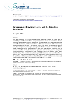 Entrepreneurship, Knowledge, and the Industrial Revolution