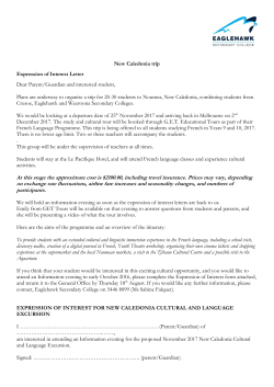 New Caledonia trip Expression of Interest Letter Dear Parent