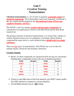 Unit 5 Covalent Naming Nomenclature Chemical nomenclature