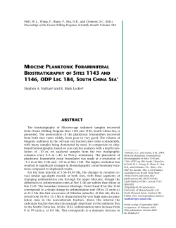 MIOCENE PLANKTONIC FORAMINIFERAL BIOSTRATIGRAPHY OF