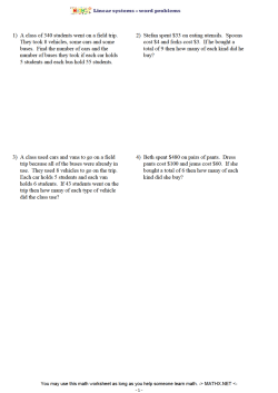 Linear systems &ndash; Word problems &ndash; medium1