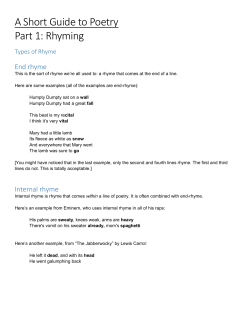 A Short Guide to Poetry Part 1: Rhyming