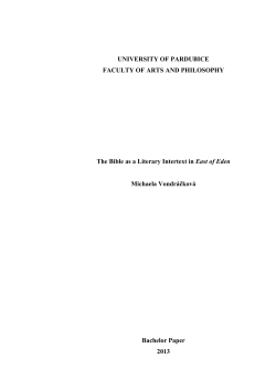 UNIVERSITY OF PARDUBICE FACULTY OF ARTS AND