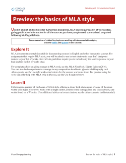 Preview the basics of MLA style