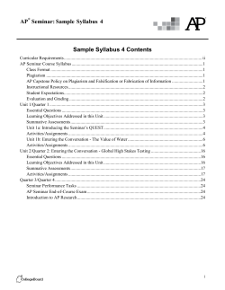 AP Seminar: Sample Syllabus 4 Sample Syllabus 4 Contents