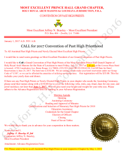 CALL for 2017 Convention of Past High Priesthood