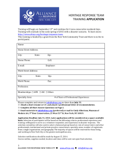 Training will begin on September 13th and continue for 6 alternating