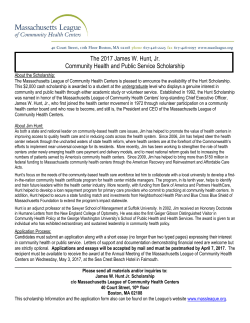 HUNT SCHOLARSHIP - Massachusetts League of Community