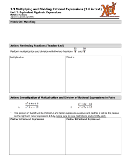 2.3 Multiplying and Dividing Rational Expressions (2.6 in text)
