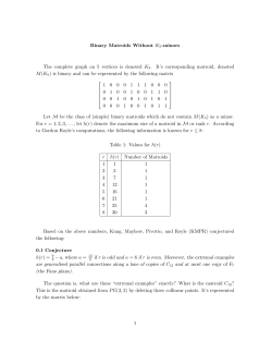 Binary Matroids Without K5-minors The complete graph on 5