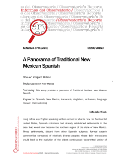 A Panorama of Traditional New Mexican Spanish