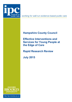 Effective Interventions and Services for Young People at the Edge of
