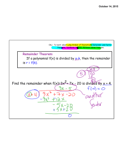 Find the remainder when f(x)=3x2+ 7x