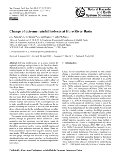 Change of extreme rainfall indexes at Ebro River Basin