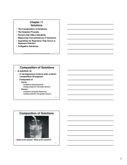 Composition of Solutions Composition of Solutions
