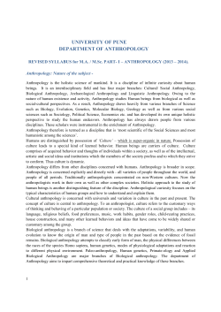 MA,M.Sc. Anthropology Syllabus