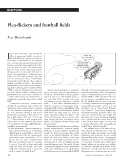 Flea-flickers and football fields May Berenbaum