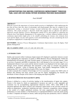 PROCEEDINGS OF THE 6th INTERNATIONAL MANAGEMENT