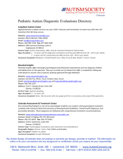 Child Evaluations and Diagnosis