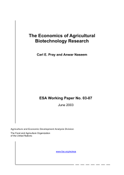 The Economics of Agricultural Biotechnology Research