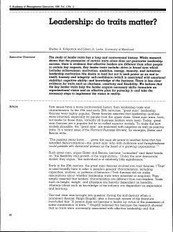 Leadership: do traits matter?