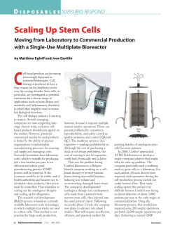 Scaling Up Stem Cells - BioProcess International