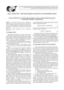 self - financing – the main source to finance an economic entity