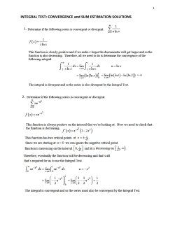 INTEGRAL TEST: CONVERGENCE and SUM ESTIMATION