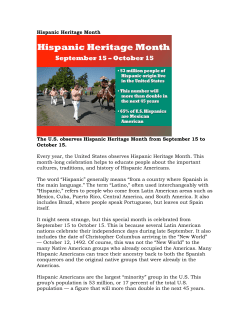 Hispanic Heritage Month The U.S. observes