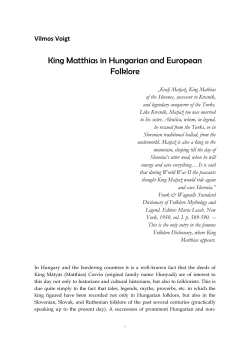 King Matthias in Hungarian and European Folklore