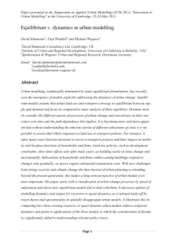 Equilibrium v. dynamics in urban modelling