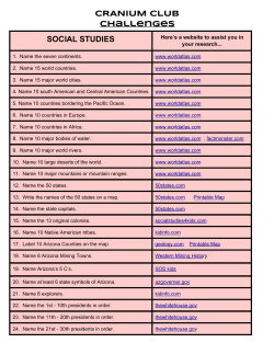 CRANIUM CLUB Challenges SOCIAL STUDIES